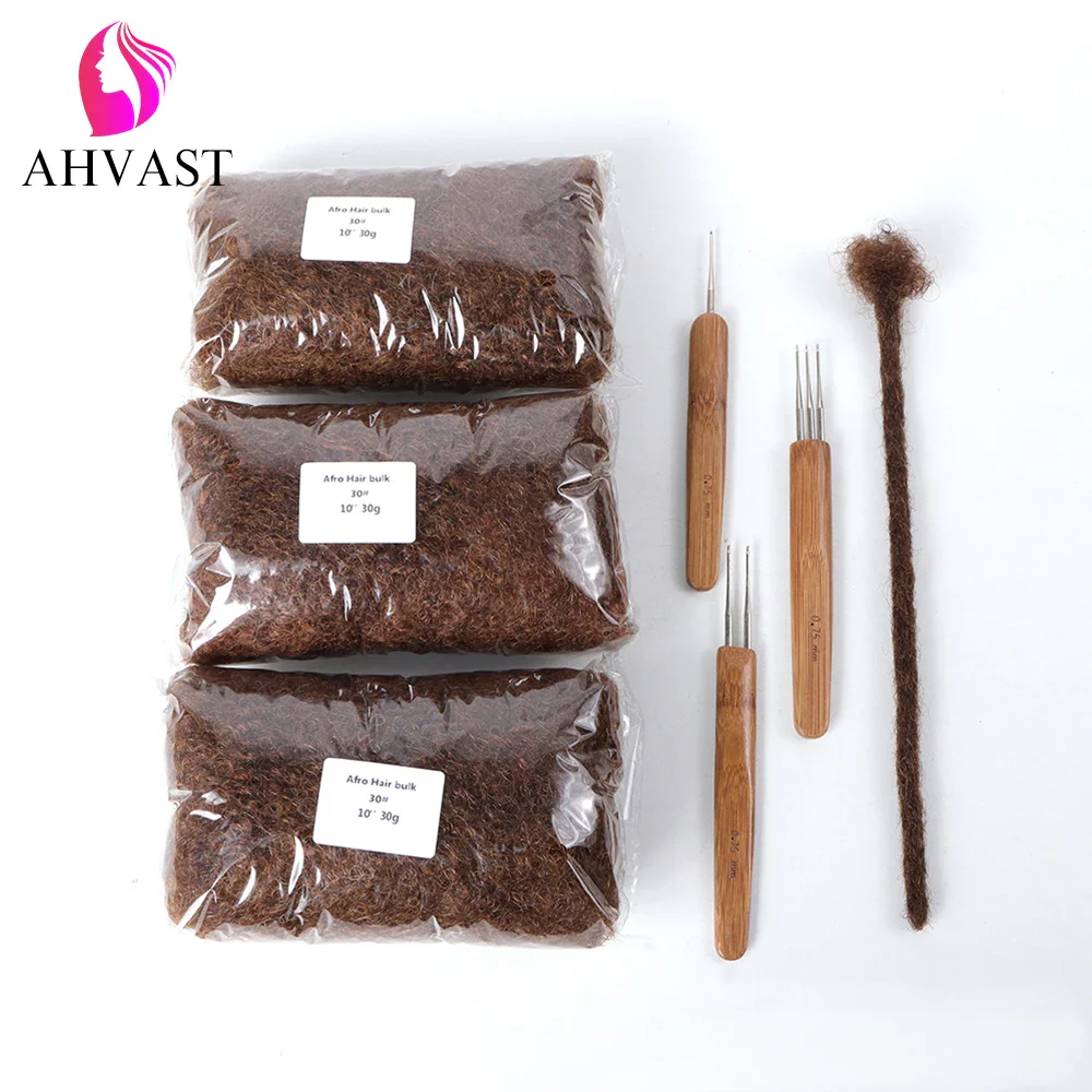 AHVAST Cheap Afro Kinky Hair Bulk  Dread LOCS  Extensions Dread Hair Extensionsr Braid Hair free shipping  Natural black color - Image 4