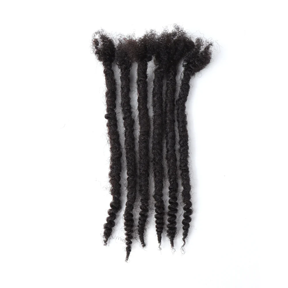 AHVAST Textured Coiled Tips Curly Ends Locs Human Hair Extensions Natural Black Small Size 0.6cm - Image 6