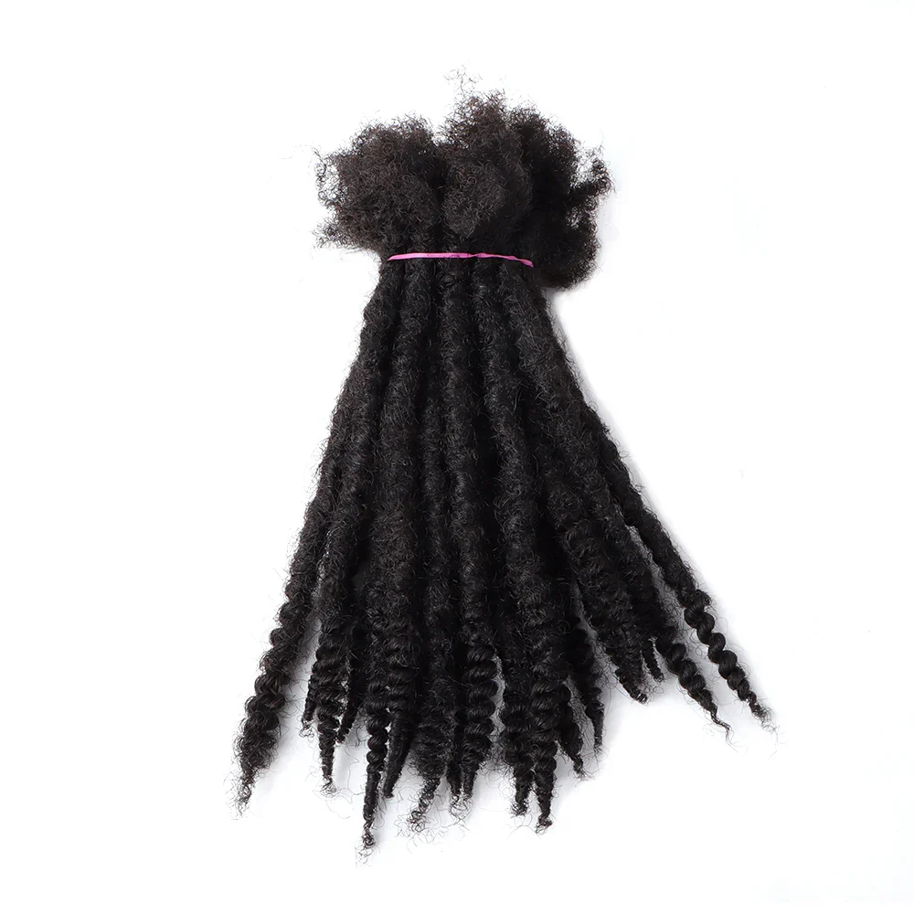 AHVAST Textured Coiled Tips Curly Ends Locs Human Hair Extensions Natural Black Small Size 0.6cm - Image 7