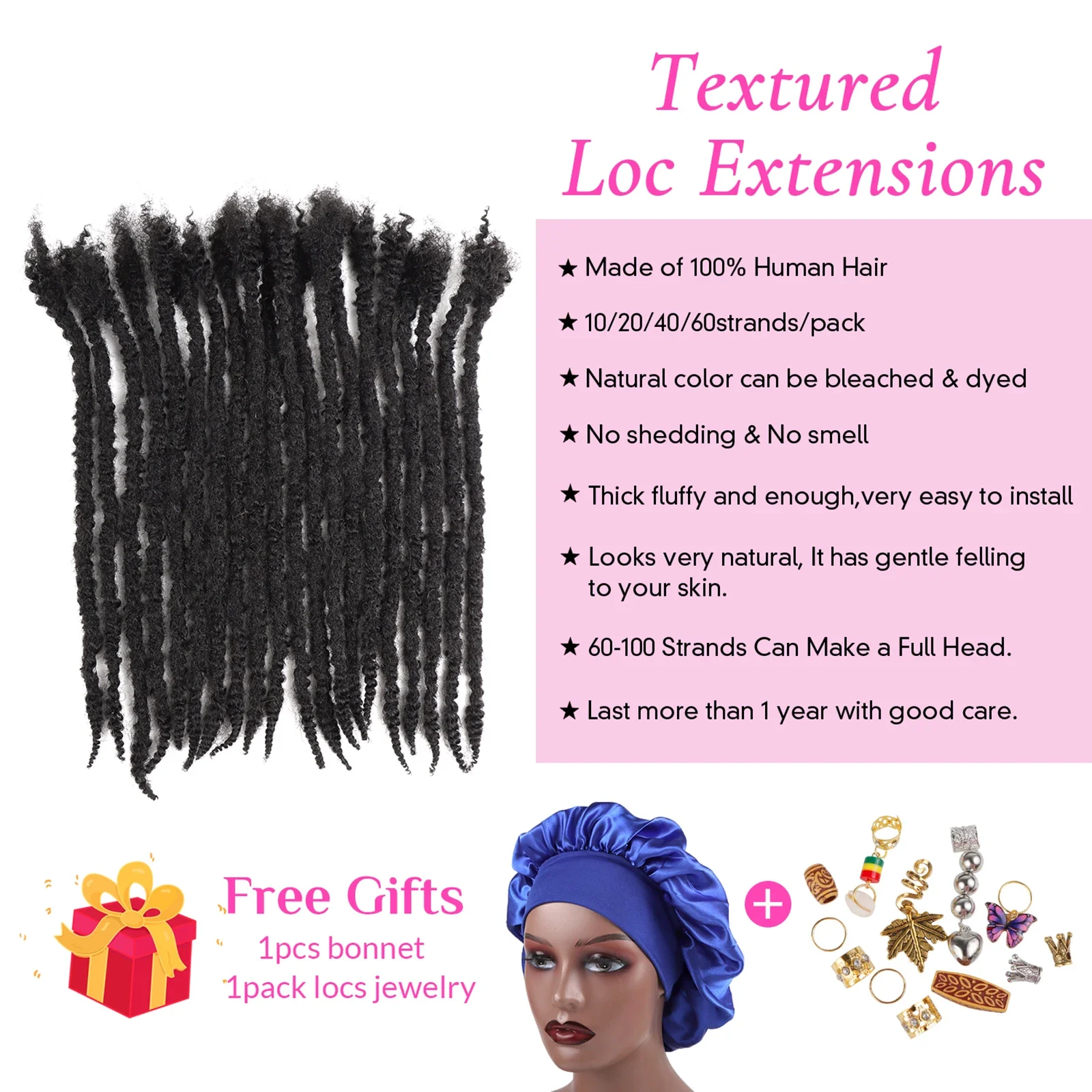 AHVAST Textured Locs 8-30inch 0.4 0.6 and 0.8 Thickness Options 100% Real Human Hair Dreadlock Extensions for Man/Women Handmade - Image 5